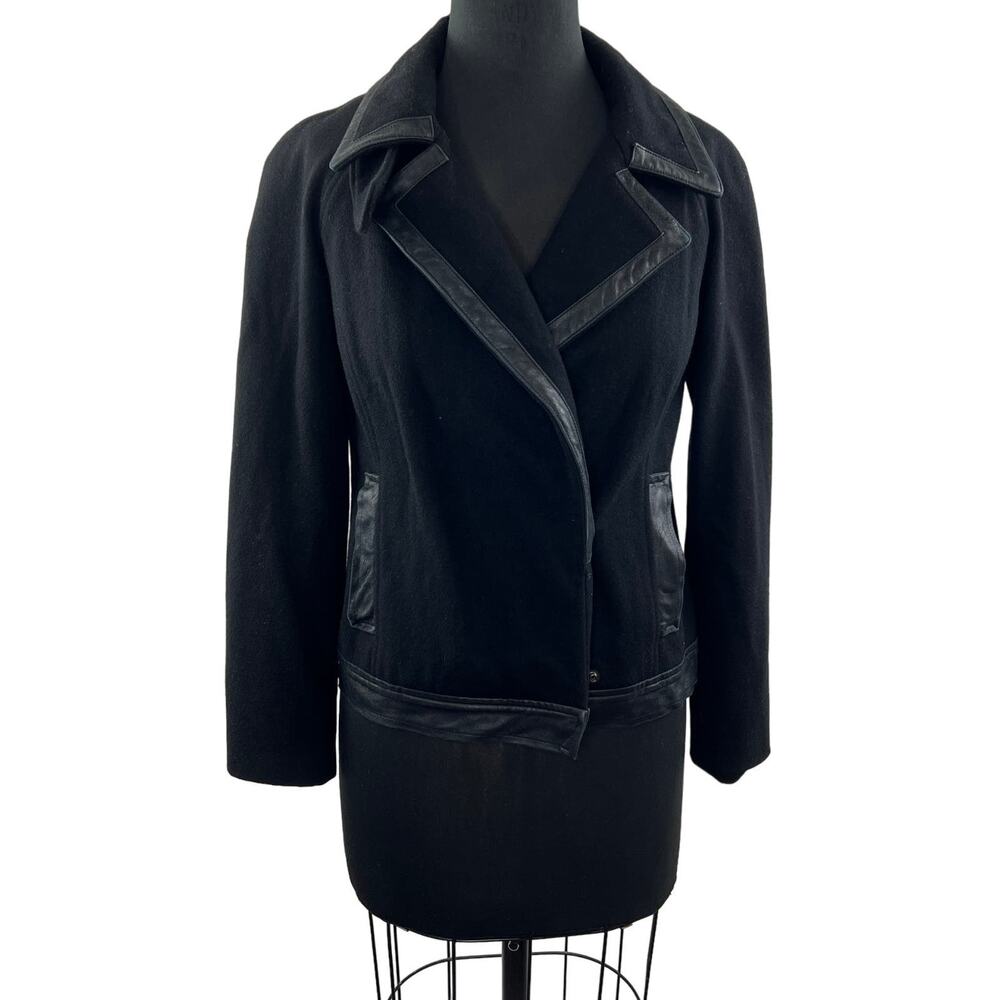 ADAM BY ADAM LIPPES Black Wool Blend Notched Lapel Long Sleeve Moto Jacket XS